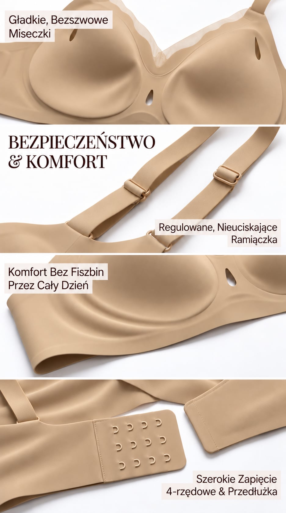 Biustonosz bezszwowy Rosa, beżowy - zdjęcie 5 z 5