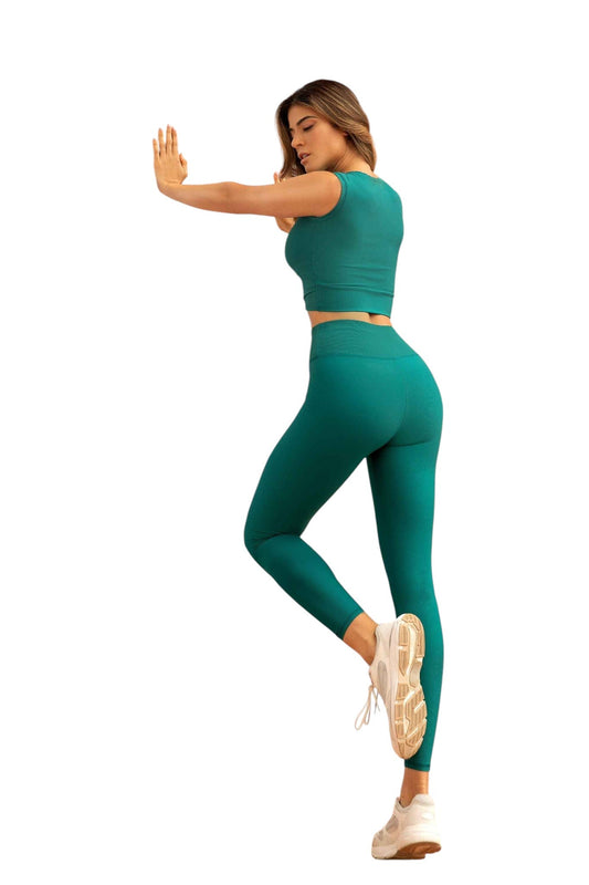 Legginsy prążkowane zielone