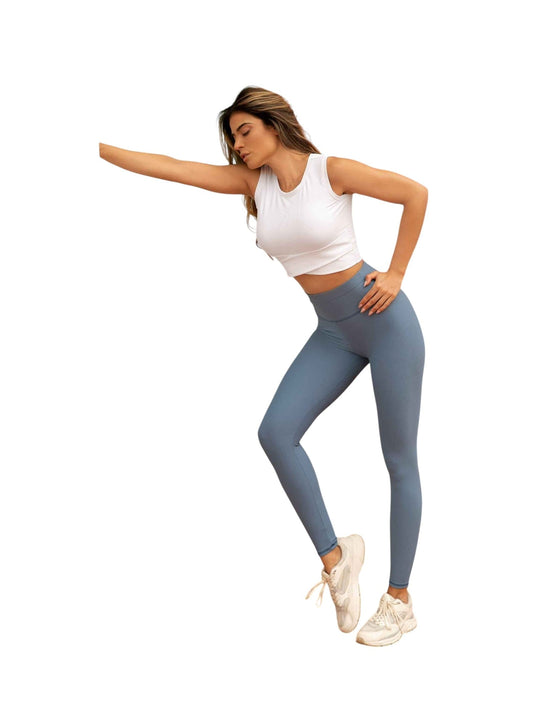 Legginsy prążkowane Niebieskie