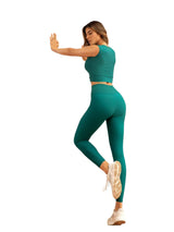 Legginsy prążkowane Zielone